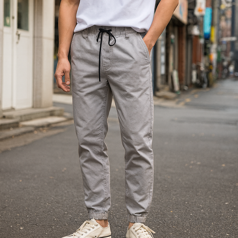 Quần Jogger Nam Kaki Co Giãn Màu Xám
