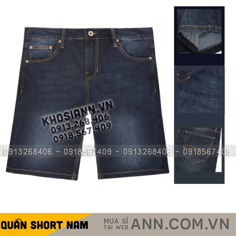 Tổng thể mặt trước quần short denim form loose