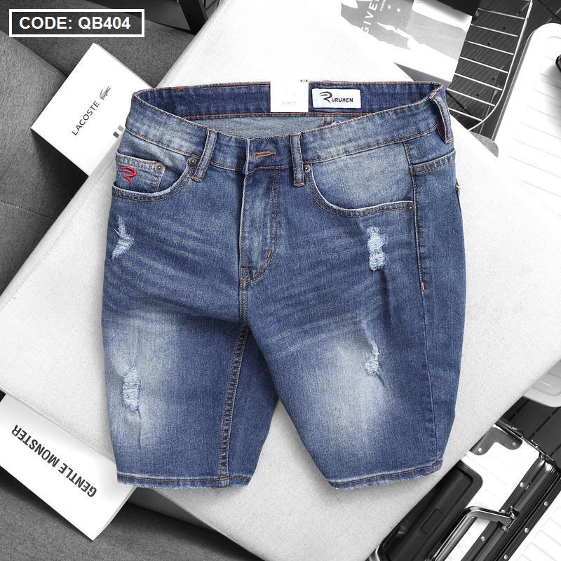Quần Short Jeans Nam Slim Fit Thêu Logo