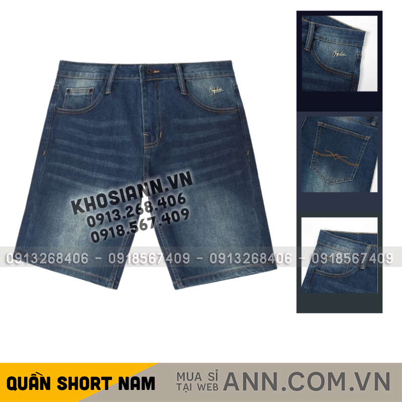 Tổng thể quần với màu denim xanh và hiệu ứng wash mặt trước