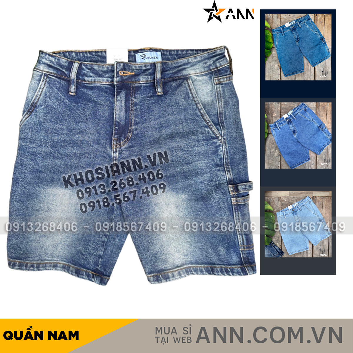 Quần short jeans nam co giãn size 36