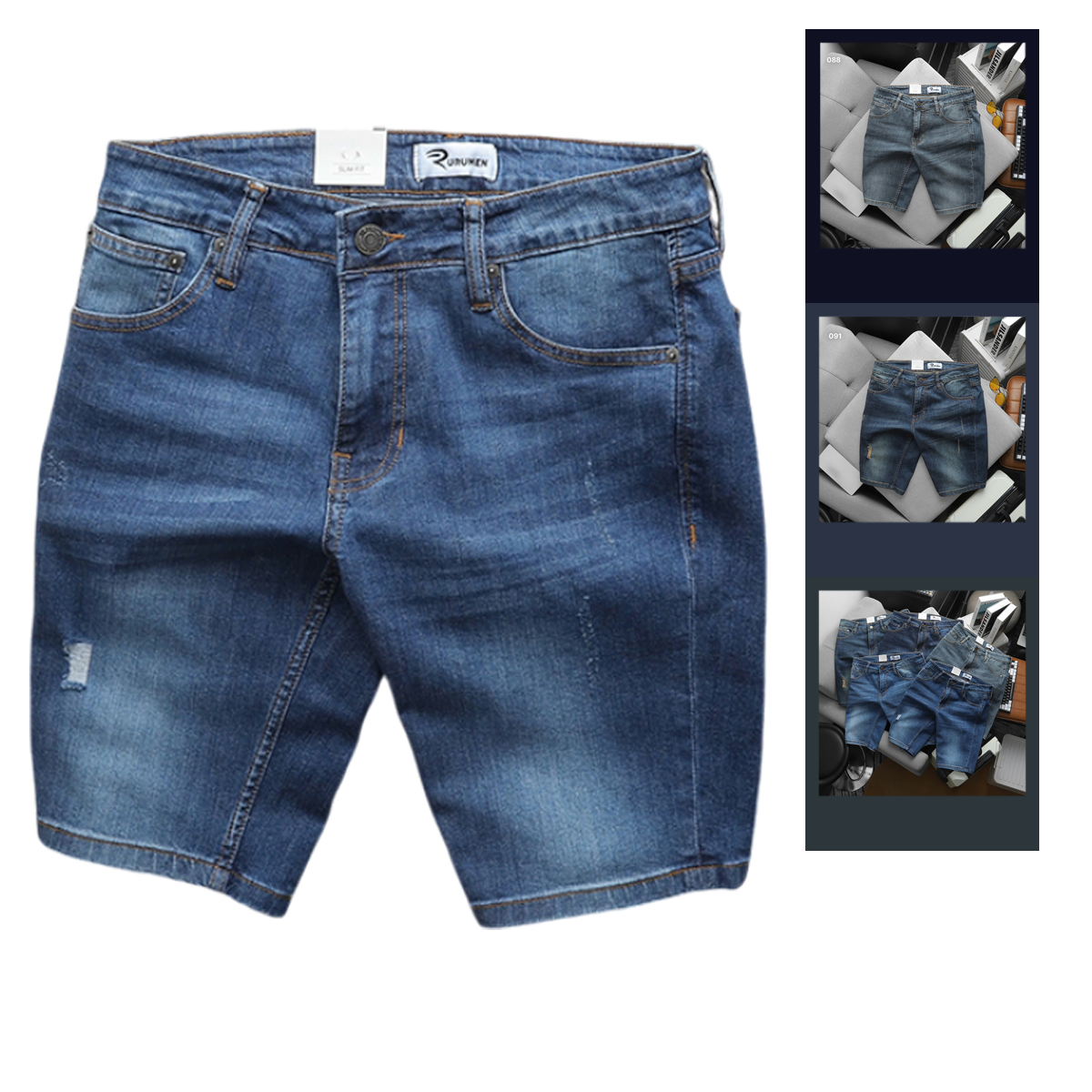 Quần Short Jeans Nam Rurumen Cao Cấp Chất Liệu Co Giãn Size Từ 50kg-90kg (Có size 36) phù hợp để tham khảo khi chọn quần short jeans