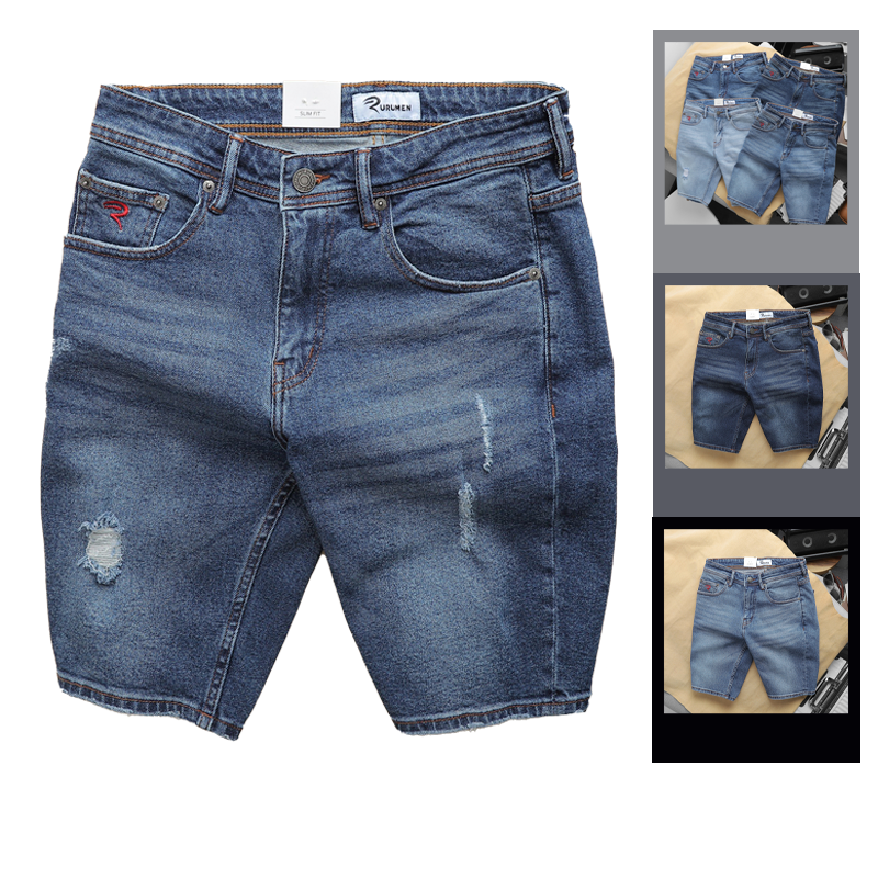 Quần Short Jeans Nam Màu Xanh Cao Cấp Hàng VNXK