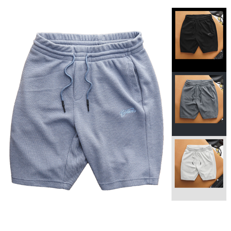Quần Short Thun Nam Thêu Chữ Boston Vải Cá Sấu Ka Rô