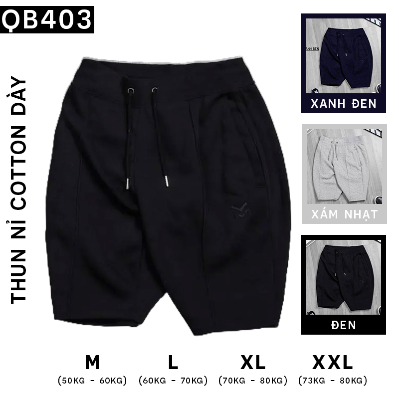 Quần short nam thun nỉ thêu logo chữ M