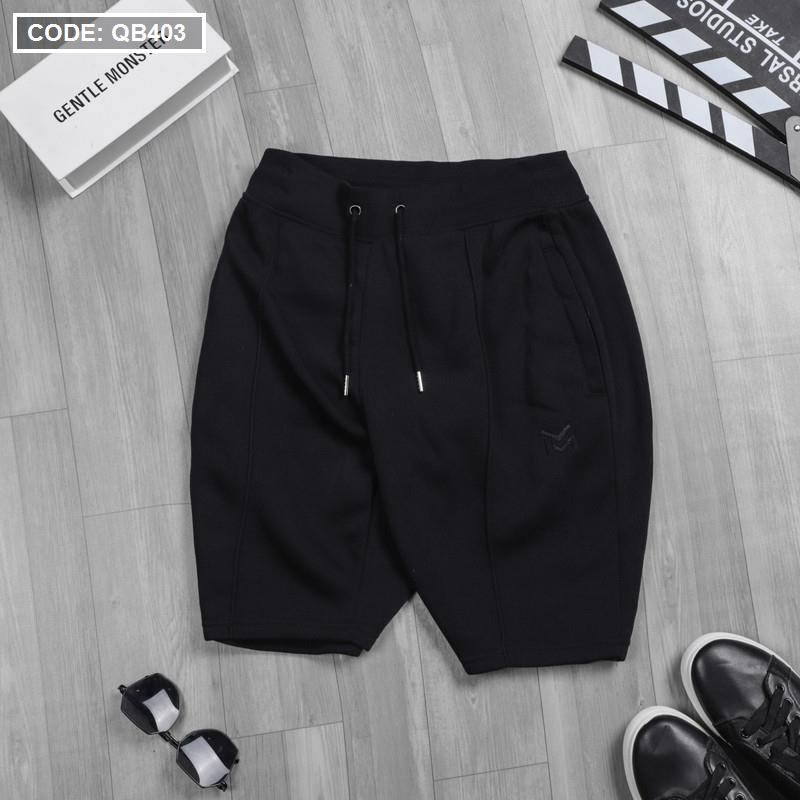 Quần short nam thun nỉ thêu logo chữ M