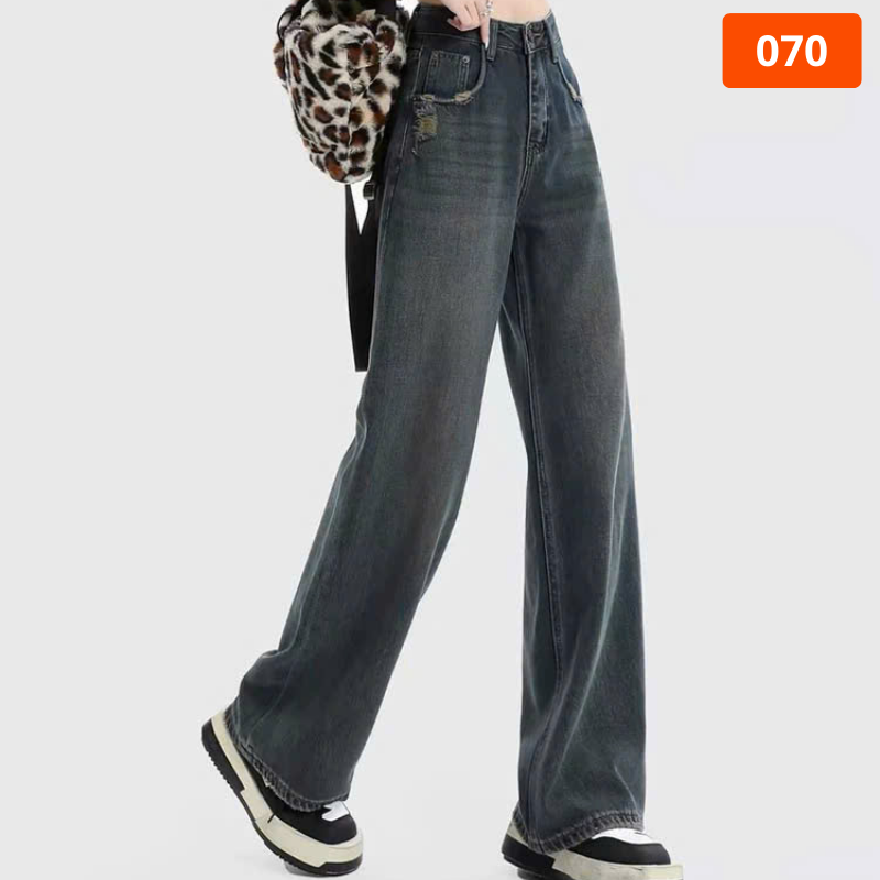 Khám phá Quần Suông Nữ - Quần Jeans Suông Lở Nữ Rách Túi Chất Liệu Vải Dày Mềm Không Co Giãn thuộc nhóm quần ống suông nữ