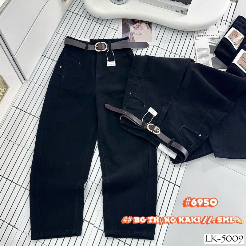 Quần thụng kaki nữ dáng dài vải dày mềm không co giãn