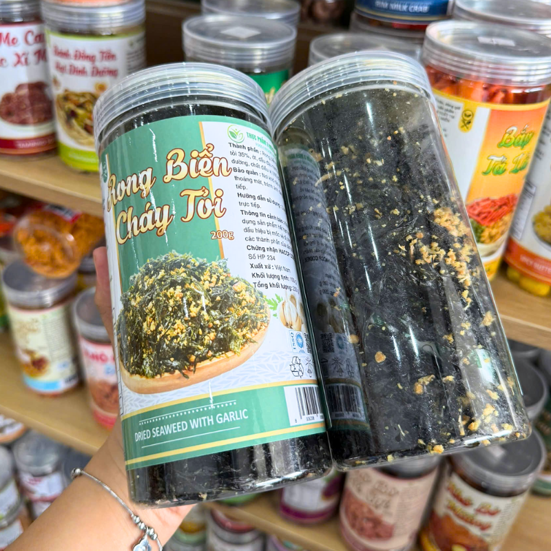 Rong Biển Cháy Tỏi Loại Ngon 200g Hộp Pet phù hợp để tham khảo khi chọn Thực phẩm 3 miền xanh