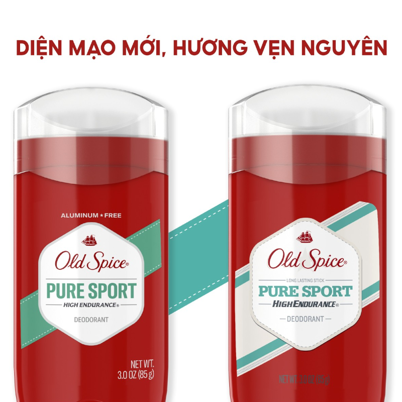 So sánh diện mạo bao bì Pure Sport và thiết kế thân sáp đặc trưng