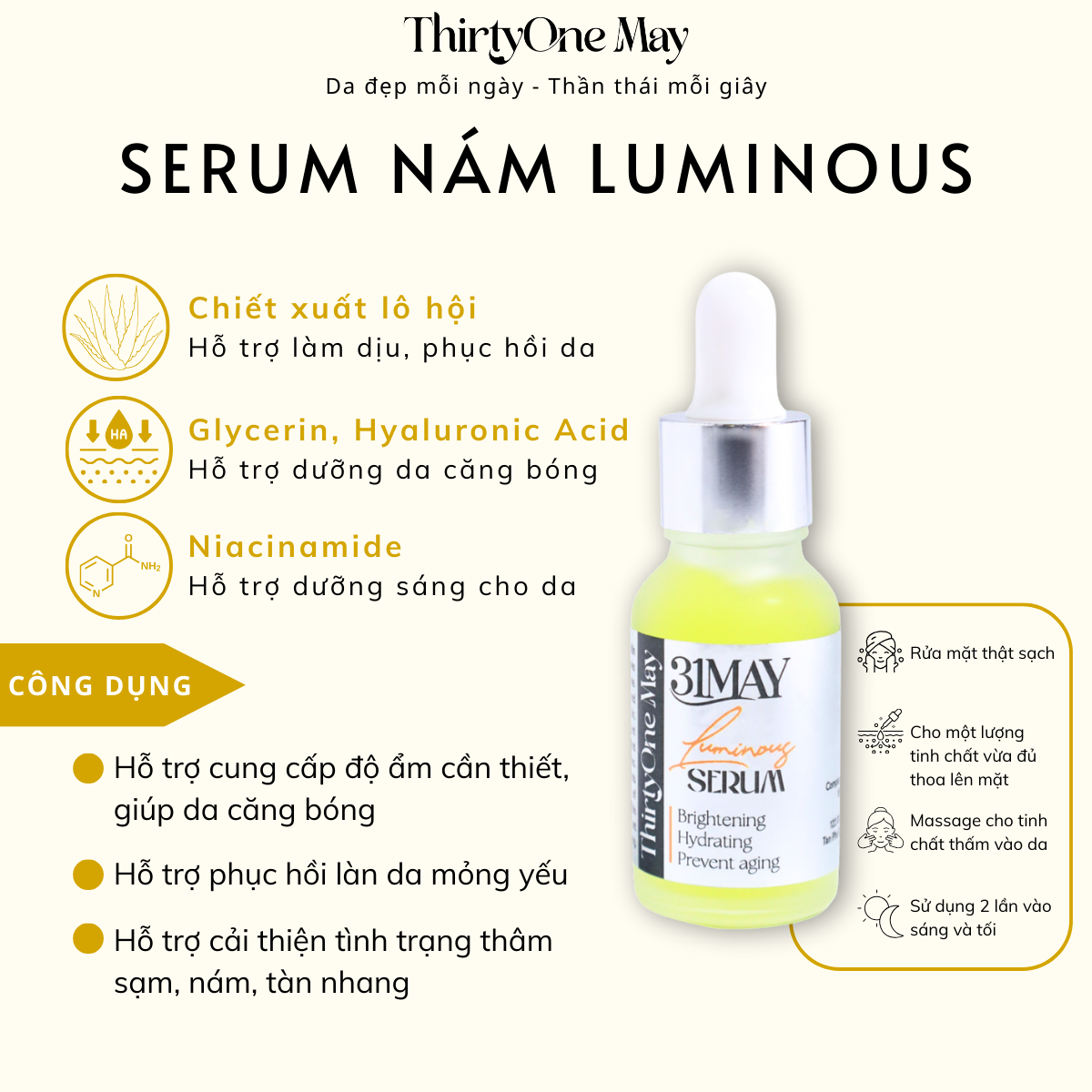 Serum Dưỡng Sáng Da Đều Màu 31May Luminous 15ml