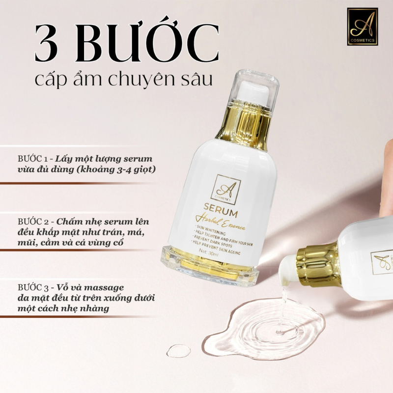 Minh hoạ 3 bước thoa serum trên da mặt