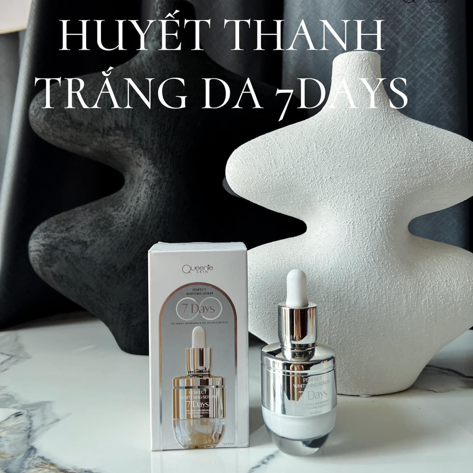 Hình ảnh sản phẩm và hộp serum dạng nhỏ giọt