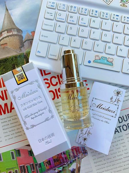 Bao bì và chai serum Meiduzi 24K Gold Skin Care