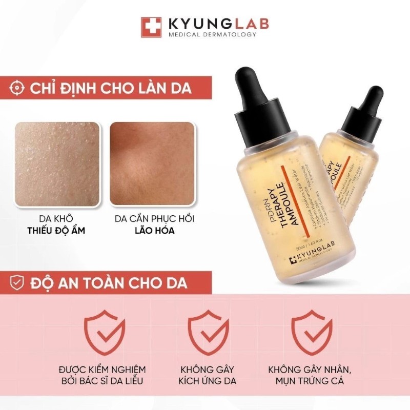 Hai ô minh họa da khô thiếu ẩm cùng các biểu tượng an toàn cho da