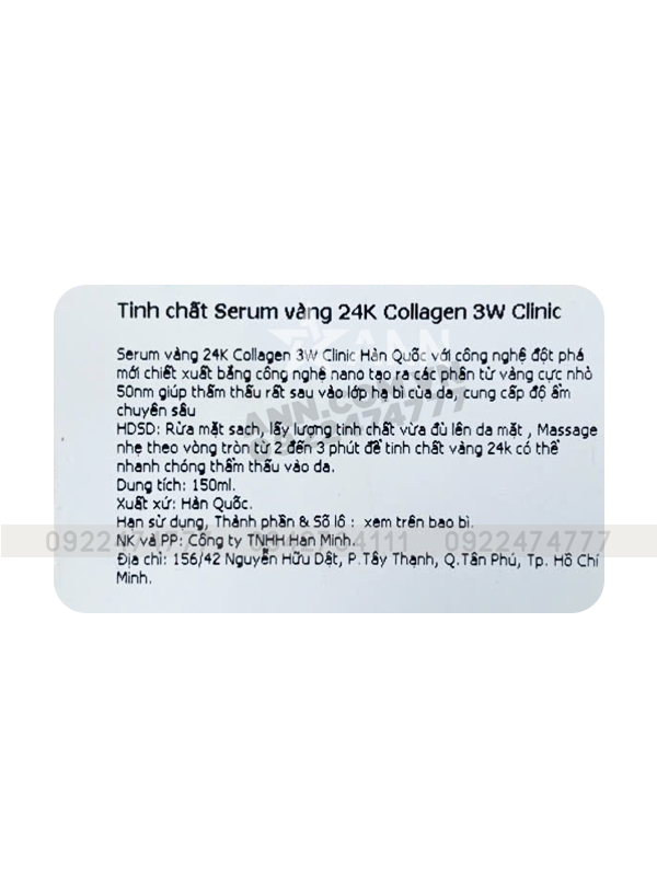 Phần hướng dẫn dùng và thông tin cơ bản in trên bao bì