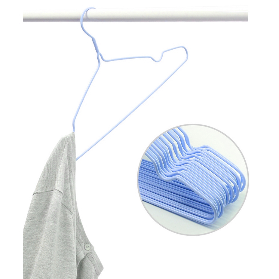 Set 20 Móc Quần Áo Người Lớn Inox 20x39cm Màu Xanh