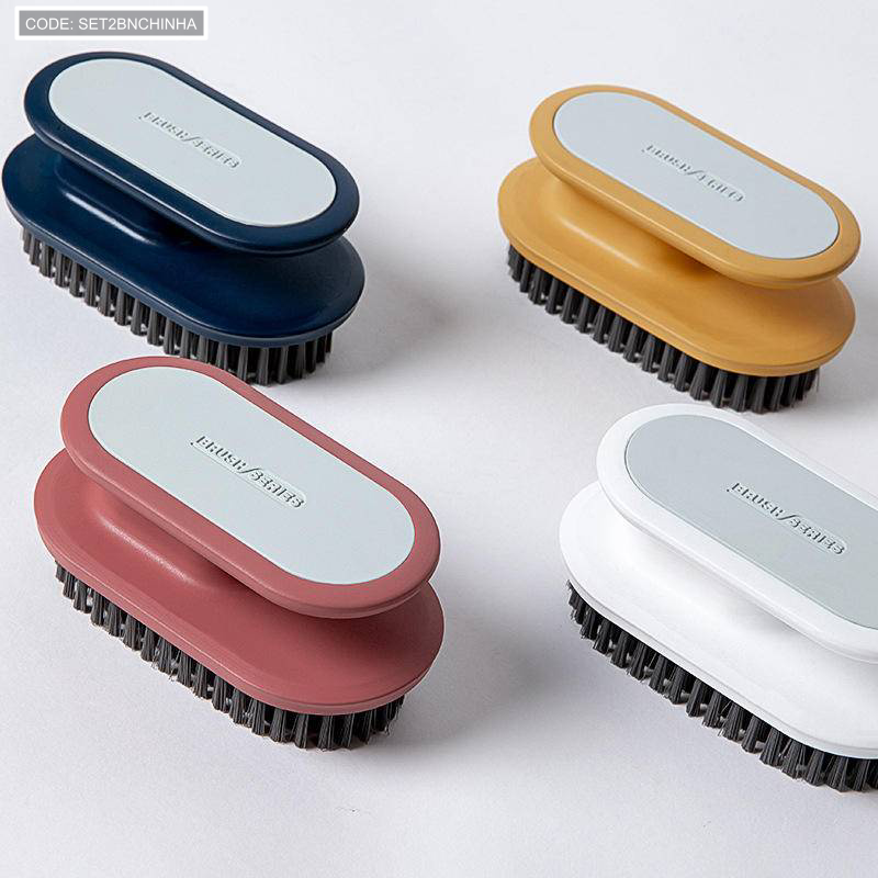 Set 2 Bàn Chải Nhựa Chà Đồ/Chà Sàn Có Tay Cầm 12CM