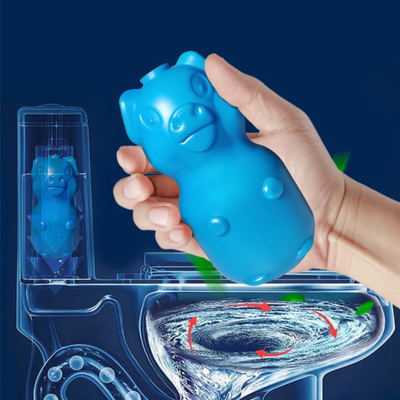 Minh họa thả lọ vào bồn nước toilet