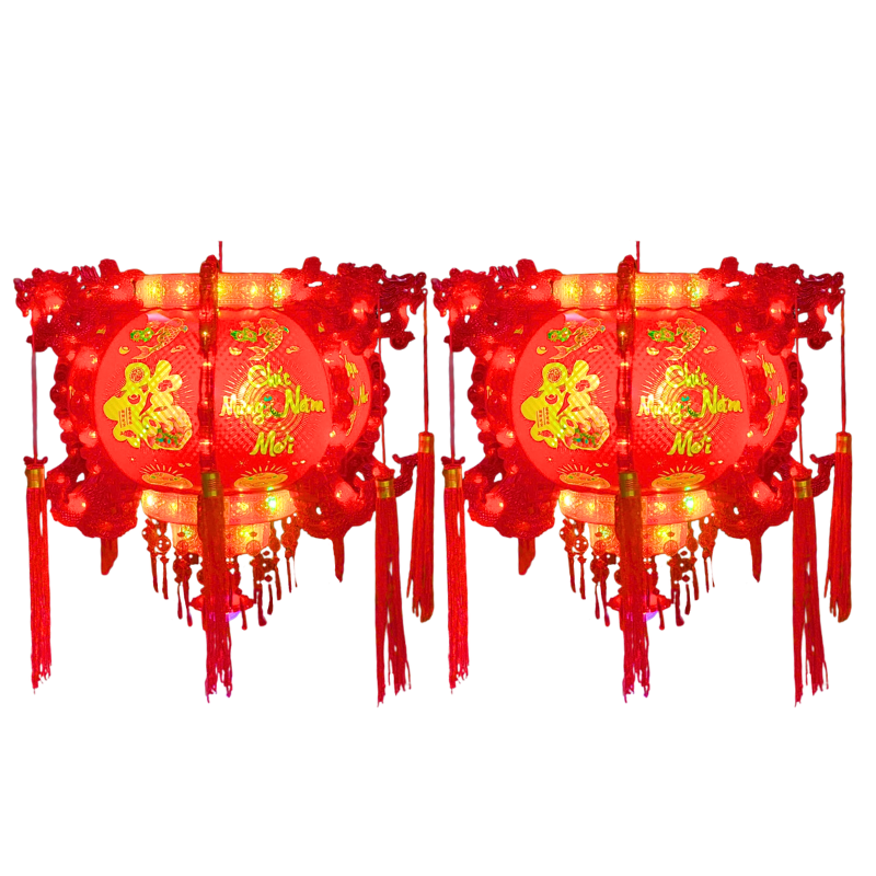 Hình set 2 lồng đèn màu đỏ khi lên đèn
