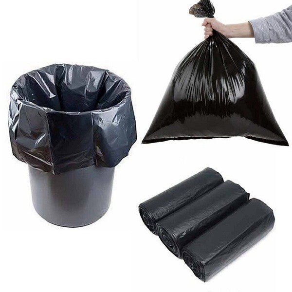 Túi đựng rác màu đen dạng cuộn khi mở ra sử dụng
