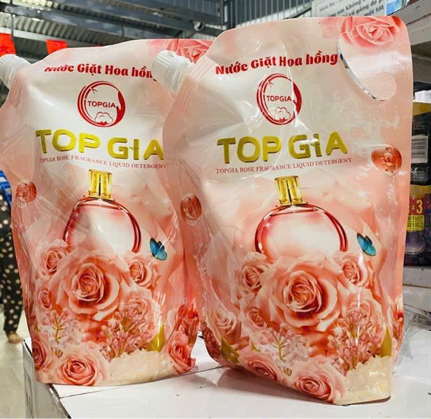 Set 2 túi nước giặt TOPGIA Hoa Hồng 2000ml (2 túi 4000ml)