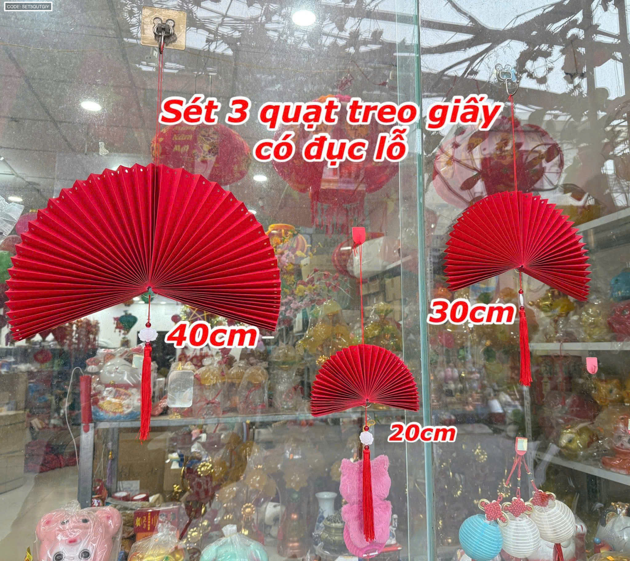 Bộ 3 quạt với kích thước 20cm, 30cm và 40cm