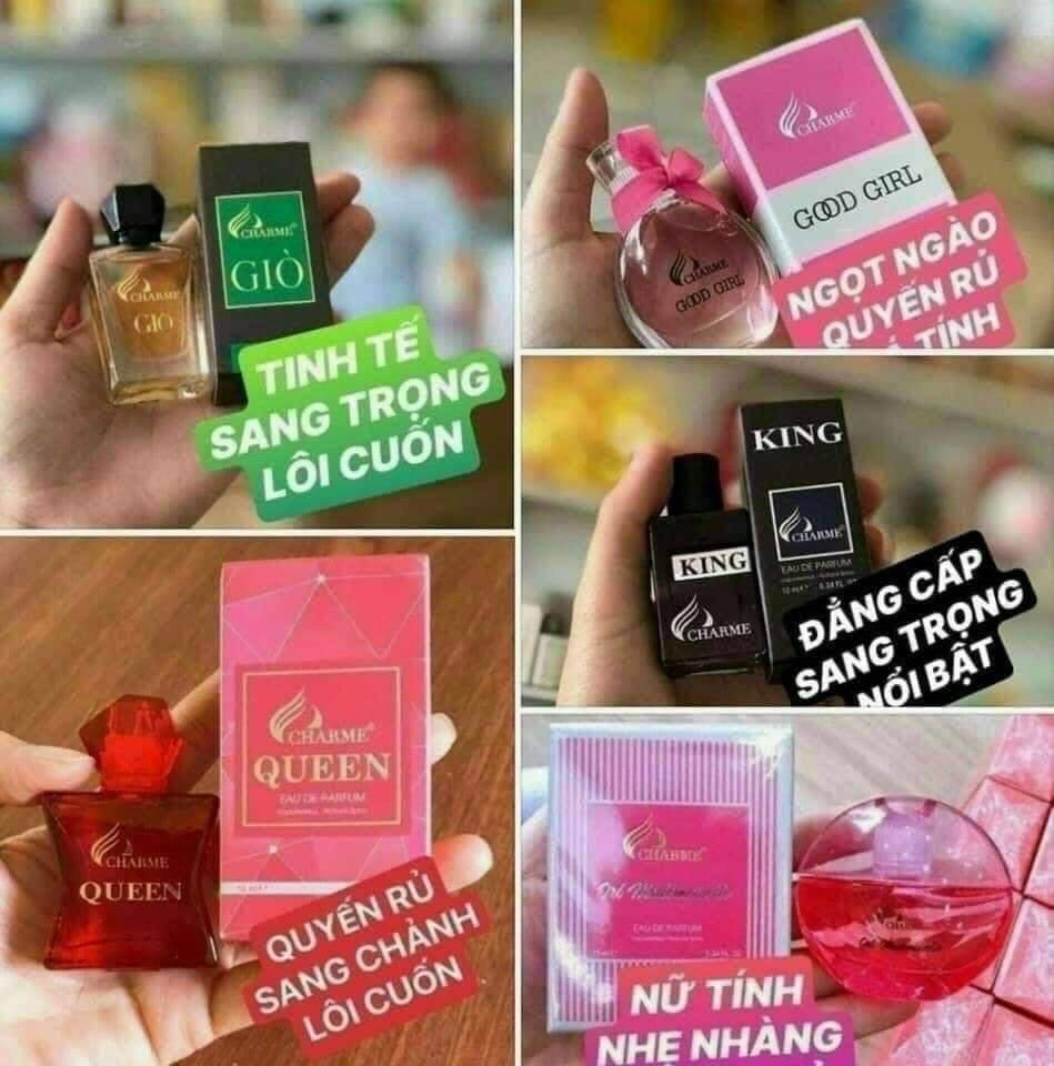 Cận cảnh từng chai với kiểu dáng và màu sắc khác nhau, dễ nhận diện từng mùi