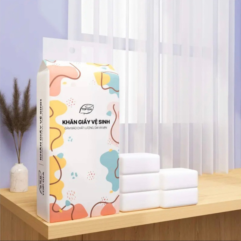 Set 6 Túi Khăn Giấy Rút Treo Tường Top Gia 4 Lớp 1 Túi 1280 Tờ Đa Năng 34x8x16cm - Combo 6 Túi
