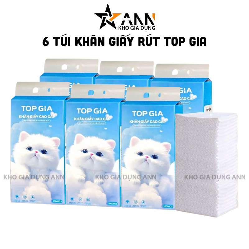Set 6 Túi Khăn Giấy Rút Treo Tường Màu Xanh Top Gia - Thùng 6 Túi