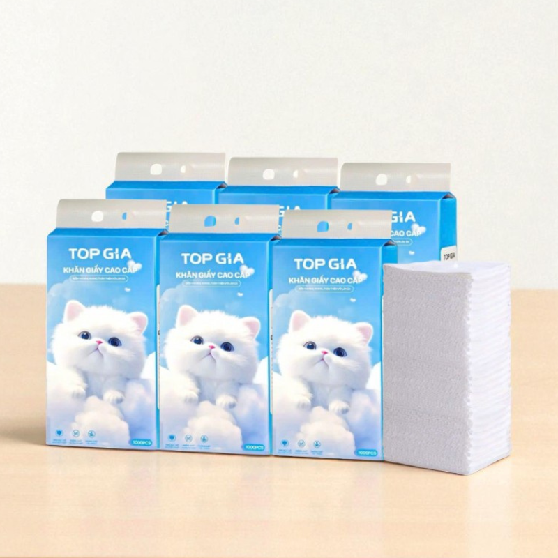 Set 6 Túi Khăn Giấy Rút Treo Tường Màu Xanh Top Gia - Thùng 6 Túi