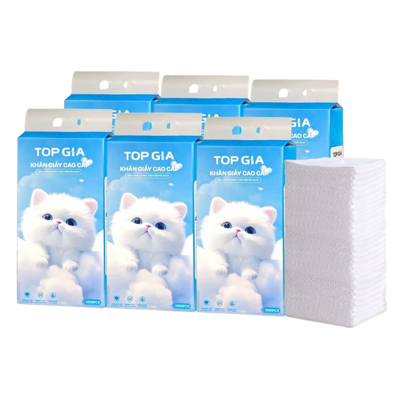 Khám phá Set 6 Túi Khăn Giấy Rút Treo Tường Màu Xanh Có 4 Lớp Top Gia thuộc nhóm khăn giấy topgia