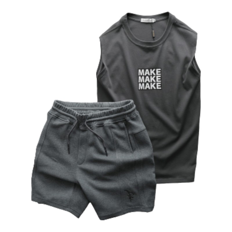 Set Bộ Nam Áo Ba Lỗ In Chữ Make Quần Short Thun Viền Sọc phù hợp để tham khảo khi chọn quần short thun
