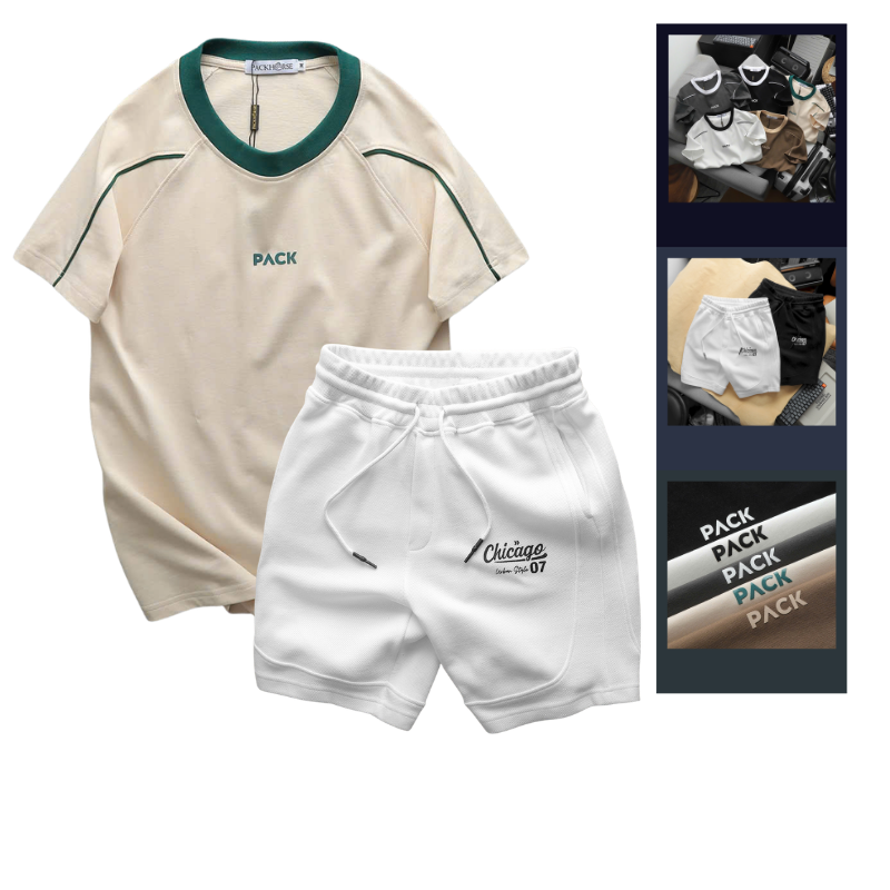 Set Bộ Nam - Quần Short Thun Nam Chicago Và Áo Thun Nam Cổ Tròn In Chữ Pack Phối Viền Màu (Size Từ M Đến XXL) – một lựa chọn đáng tham khảo trong Thời trang nam