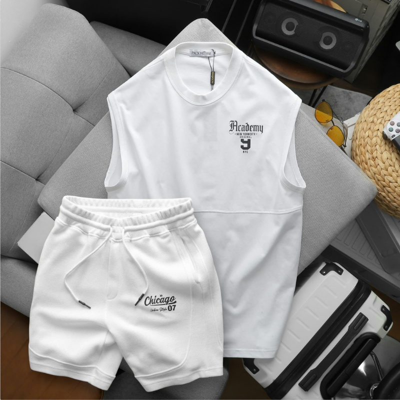 Set Bộ Nam Áo Thun Ba Lỗ Và Quần Short Chicago Big Size Size Set