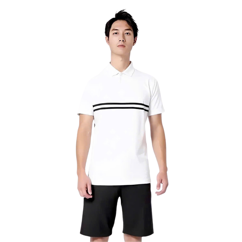 Set bộ nam big size áo thun cổ bẻ phối sọc trước ngực và quần short thun