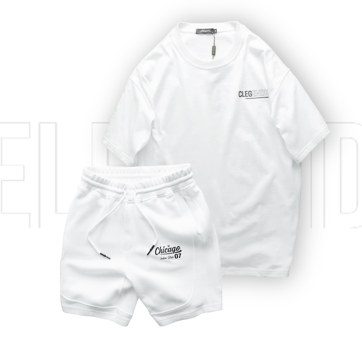 Set Bộ Nam Áo Thun Cổ Tròn Oversize In Chữ CLEGENDK Quần Short Thun