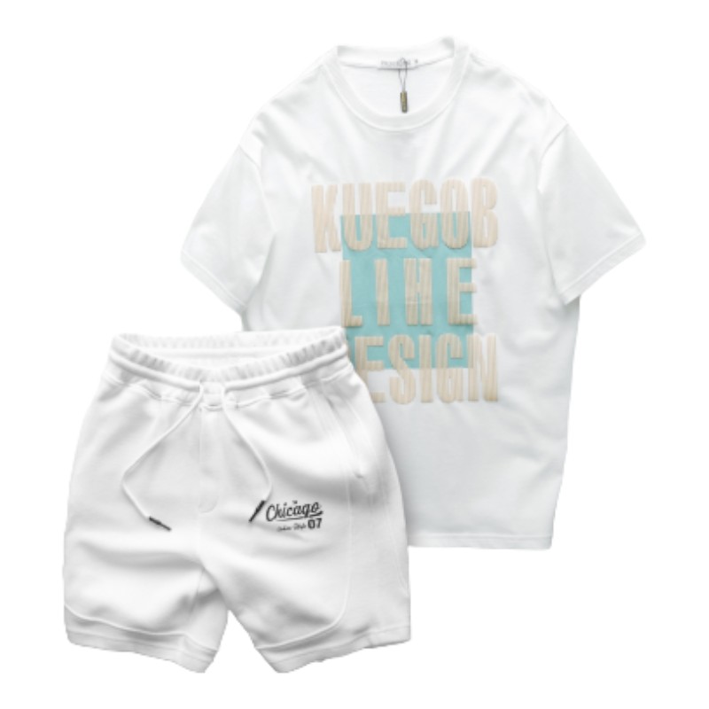 Hình ảnh Set Bộ Nam Áo Thun Cổ Tròn Pack Horse Oversize In Chữ Sọc Quần Short Thun trong bộ sưu tập áo thun nam cổ tròn