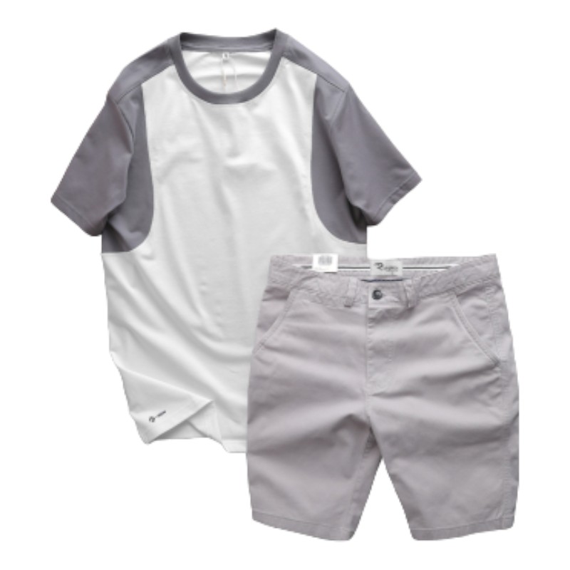 Khám phá Set Bộ Nam Áo Thun Cổ Tròn Tay Phối Màu Quần Short Kaki Rurumen Cao Cấp thuộc nhóm áo thun nam cổ tròn