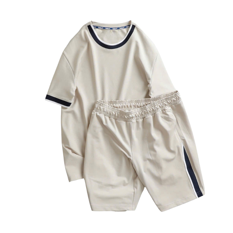 Set Bộ Nam Áo Thun Cổ Tròn Viền Cổ & Tay Áo + Quần Short Thun Thể Thao Cao Cấp (Big Size)