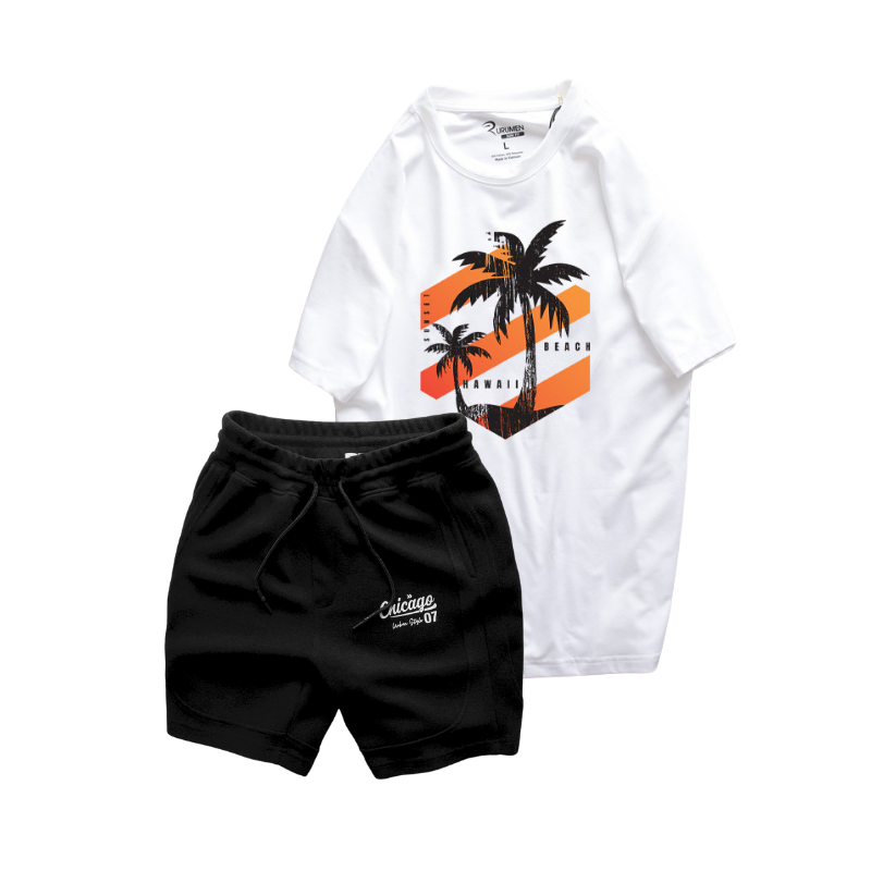 Set Bộ Nam Áo Thun Cổ Tròn Và Quần Short Thun Nam Cao Cấp