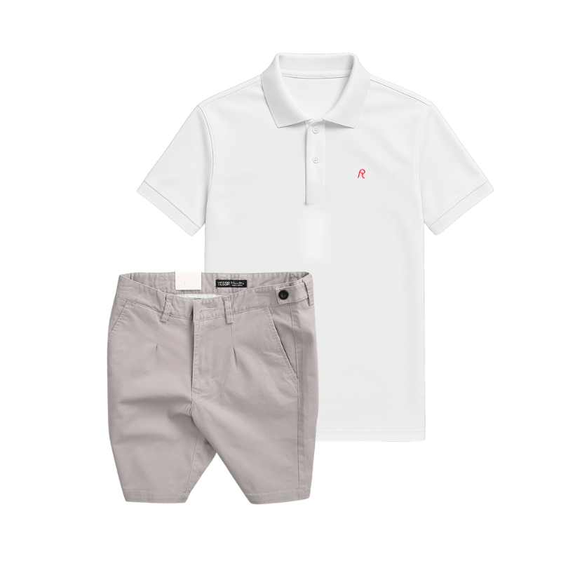 Phối áo trắng với quần short sáng màu theo phong cách gọn gàng