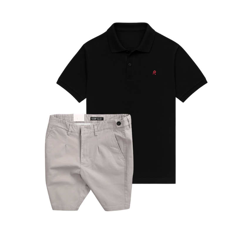 Phối áo đen với quần short sáng màu dễ ứng dụng hằng ngày
