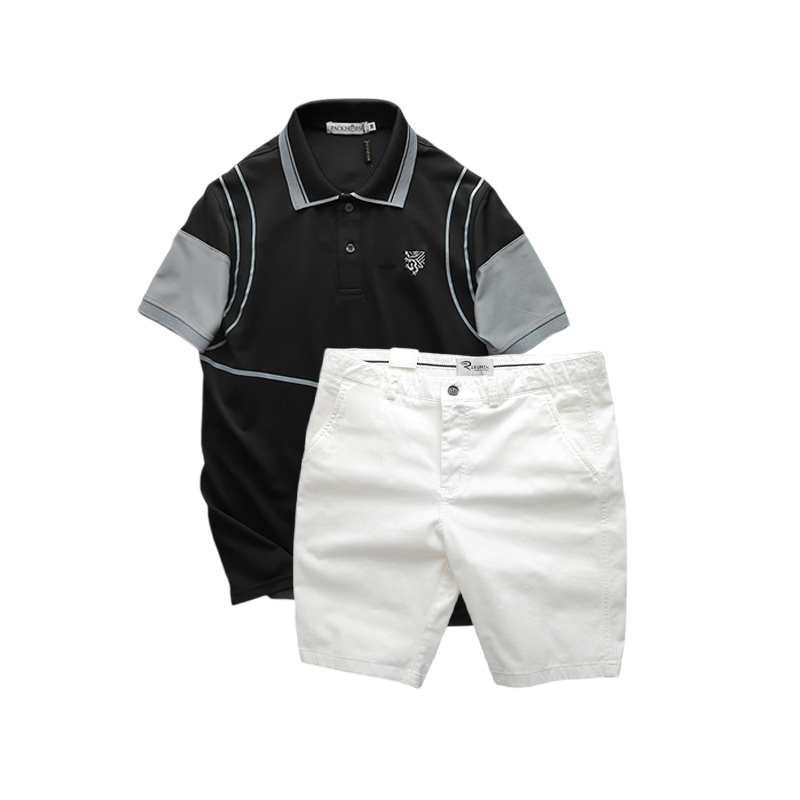 Phối áo polo cùng quần short màu trắng