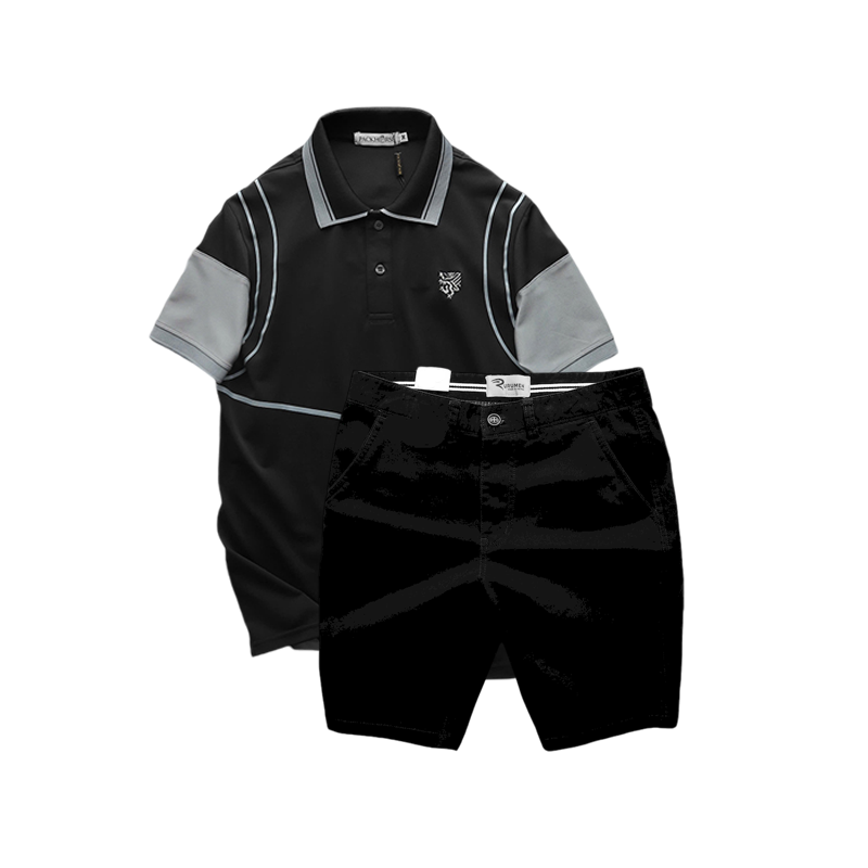 Set bộ nam áo thun polo Pack Horse logo thêu nổi in chữ Trinity + quần short kaki cao cấp (có size 3XL)