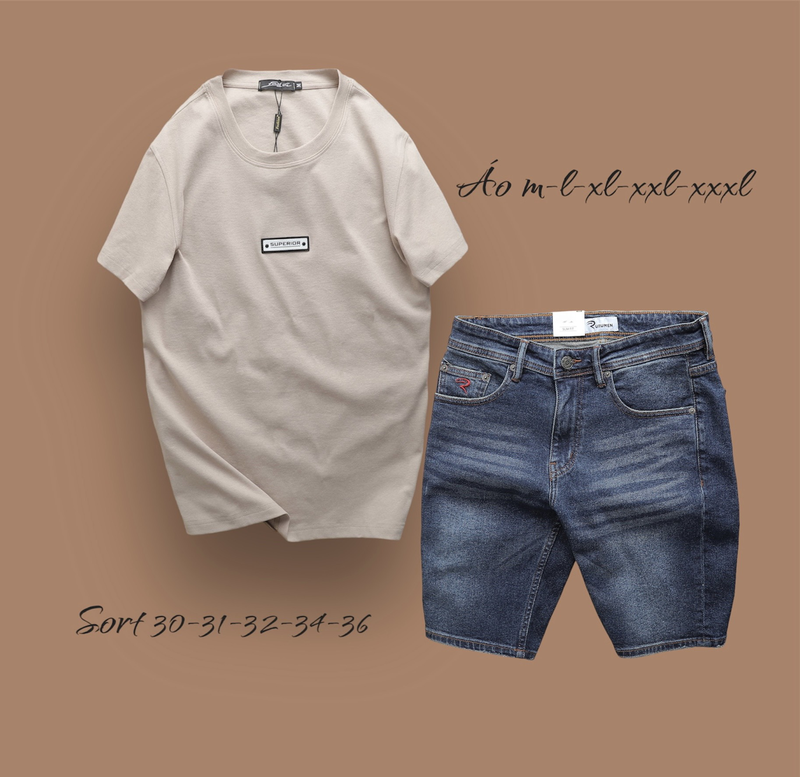Phối áo màu kem cùng quần short jeans xanh đậm