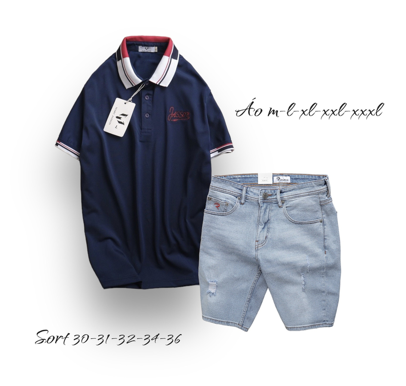 Phiên bản áo xanh navy đi cùng quần jeans xanh nhạt