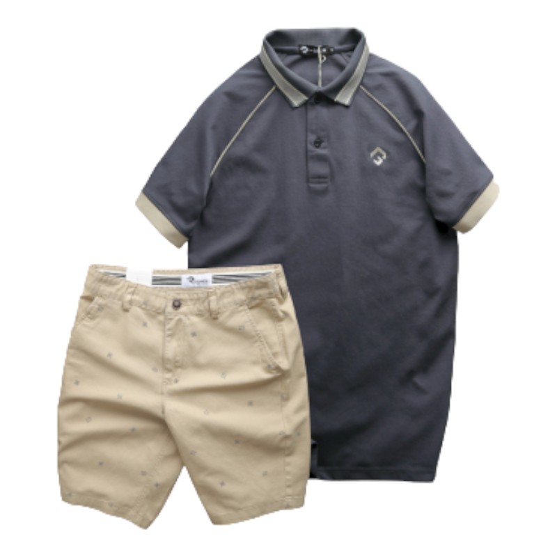 Khám phá Set Bộ Nam Quần Short Kaki Hoạ Tiết Phối Áo Thun Polo Cổ Bẻ Thêu Logo Rubik thuộc nhóm áo thun polo nam