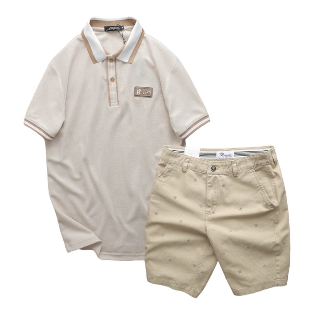 Set Bộ Nam Quần Short Kaki In Hoạ Tiết Phối Áo Thun Polo Cổ Bẻ Logo Chữ Rears phù hợp để tham khảo khi chọn Set bộ quần áo nam