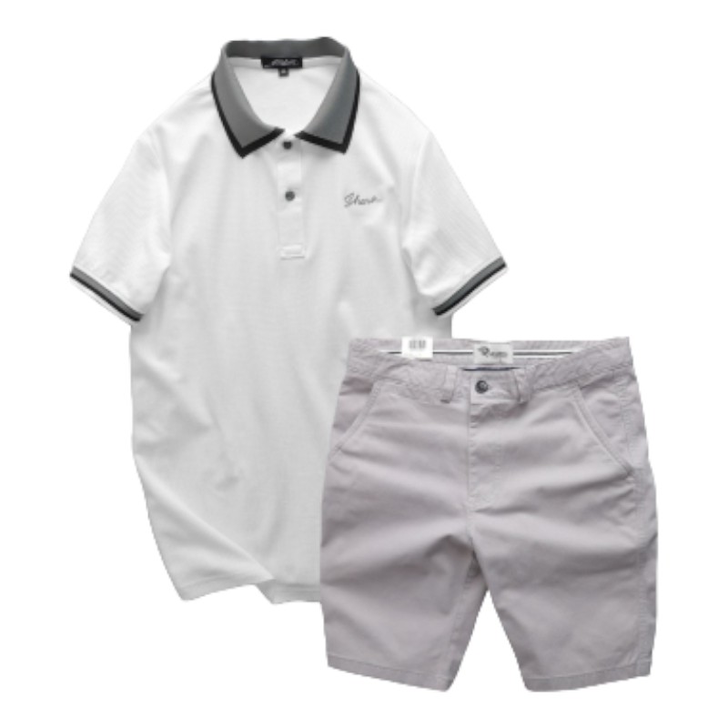 Khám phá Set Bộ Nam Quân Short Kaki Rurumen Cao Cấp Phối Áo Thun Polo Cổ Bẻ Thêu Chữ Shark thuộc nhóm áo thun nam polo